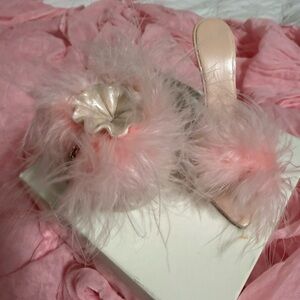 Avon Pink Feathered Shoe Decoration